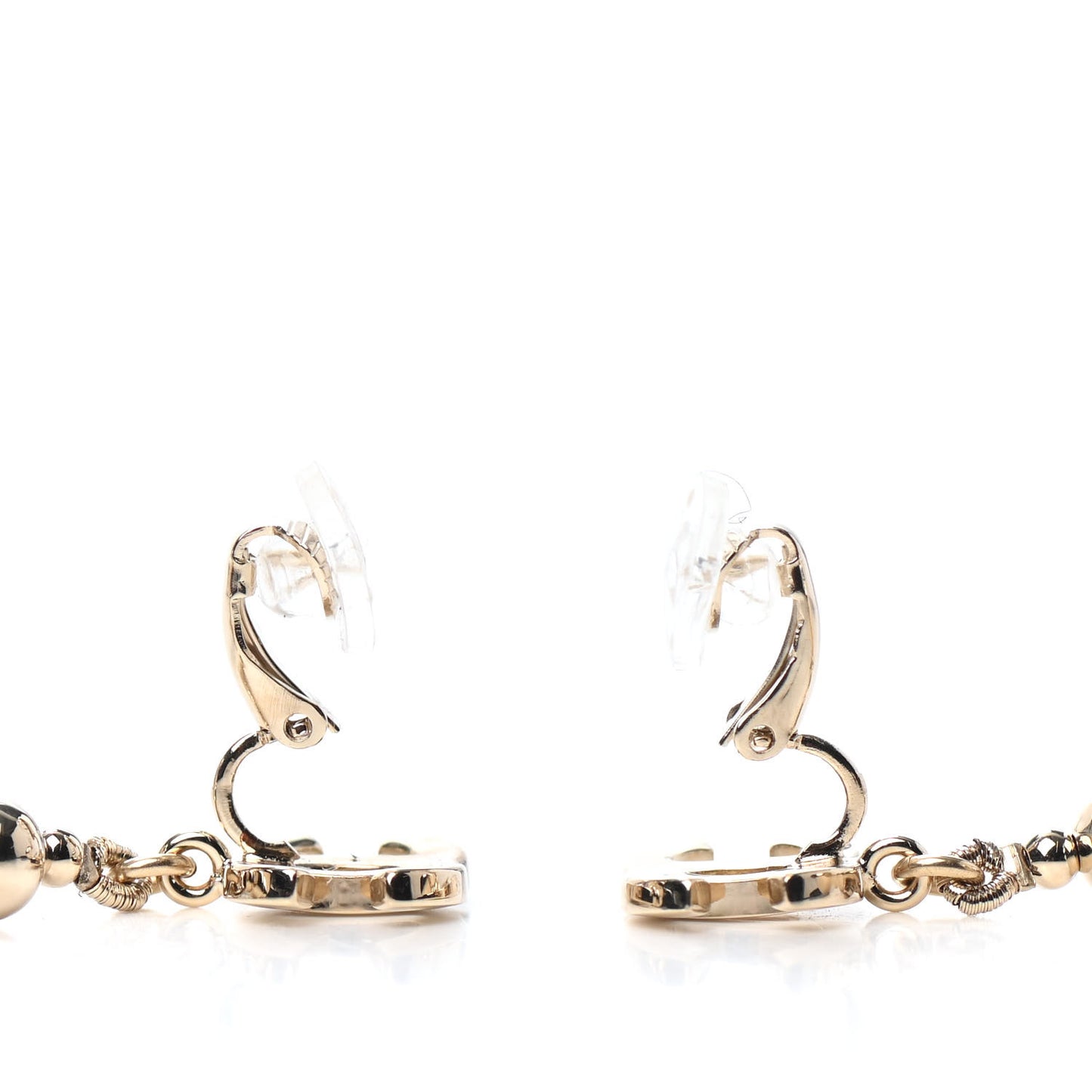 Metal CC Bead Drop Clip On Earrings