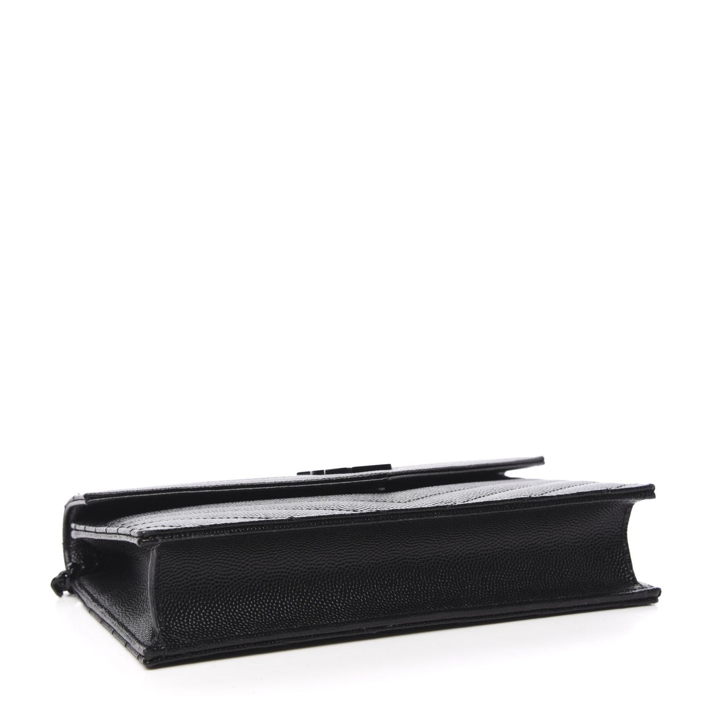 Grain De Poudre Matelasse Chevron Monogram Envelope Chain Wallet Black
