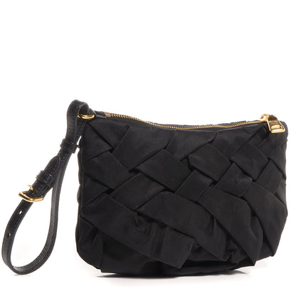 Prada Tessuto Nylon Origami Pleated Clutch Wristlet Nero Black 3 of 9