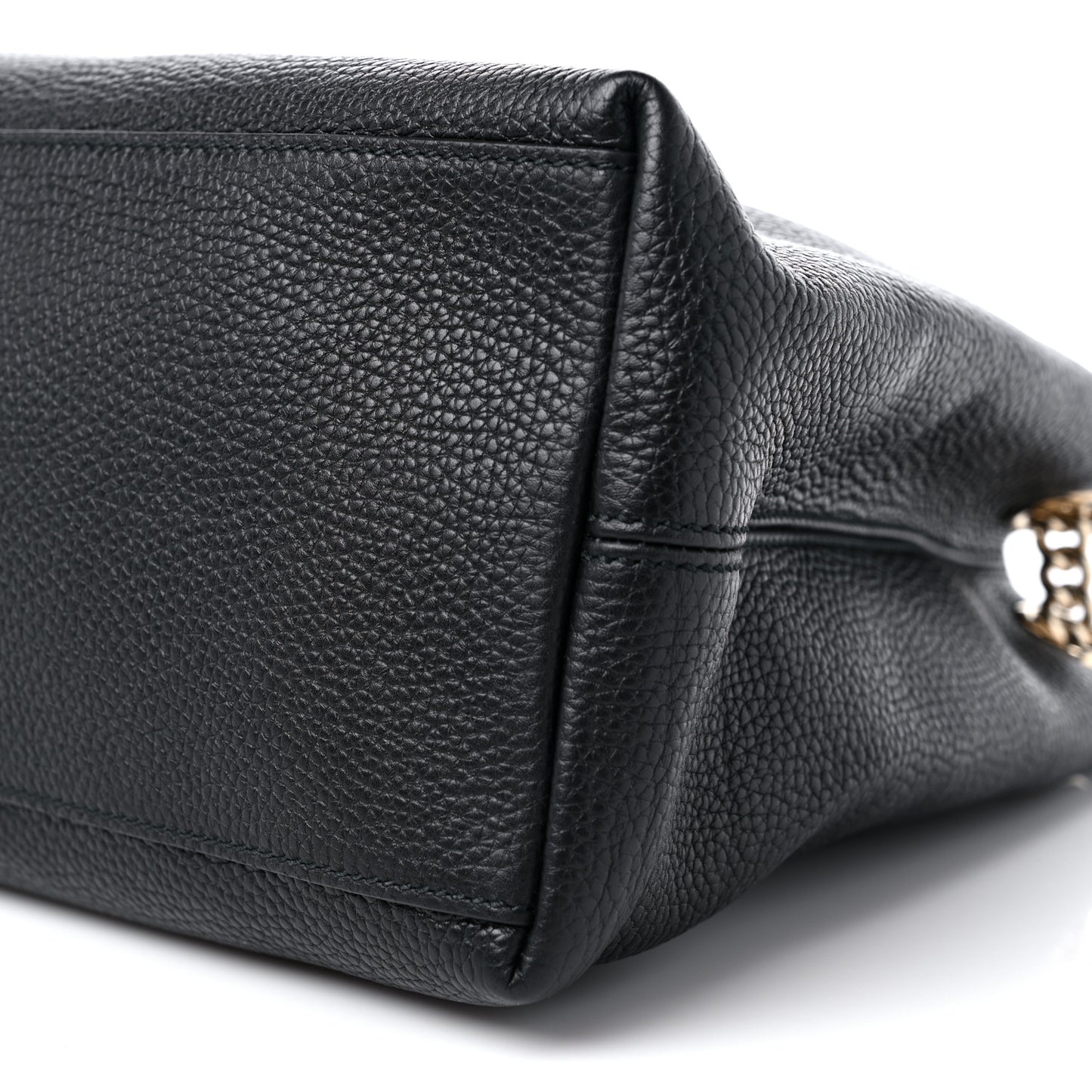 Pebbled Calfskin Medium Soho Chain Shoulder Bag Black