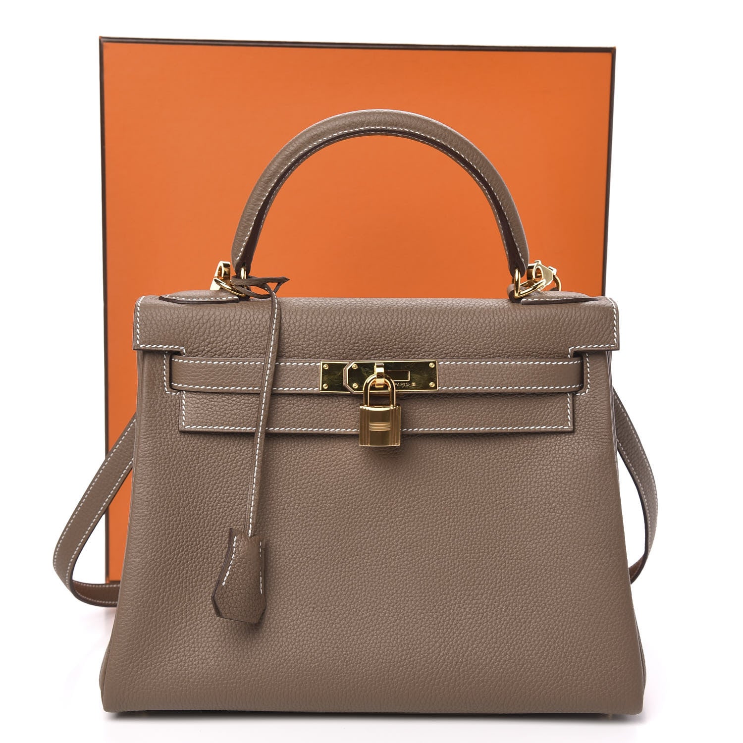 Hermes Togo Kelly Retourne 28 Etoupe 11 of 11