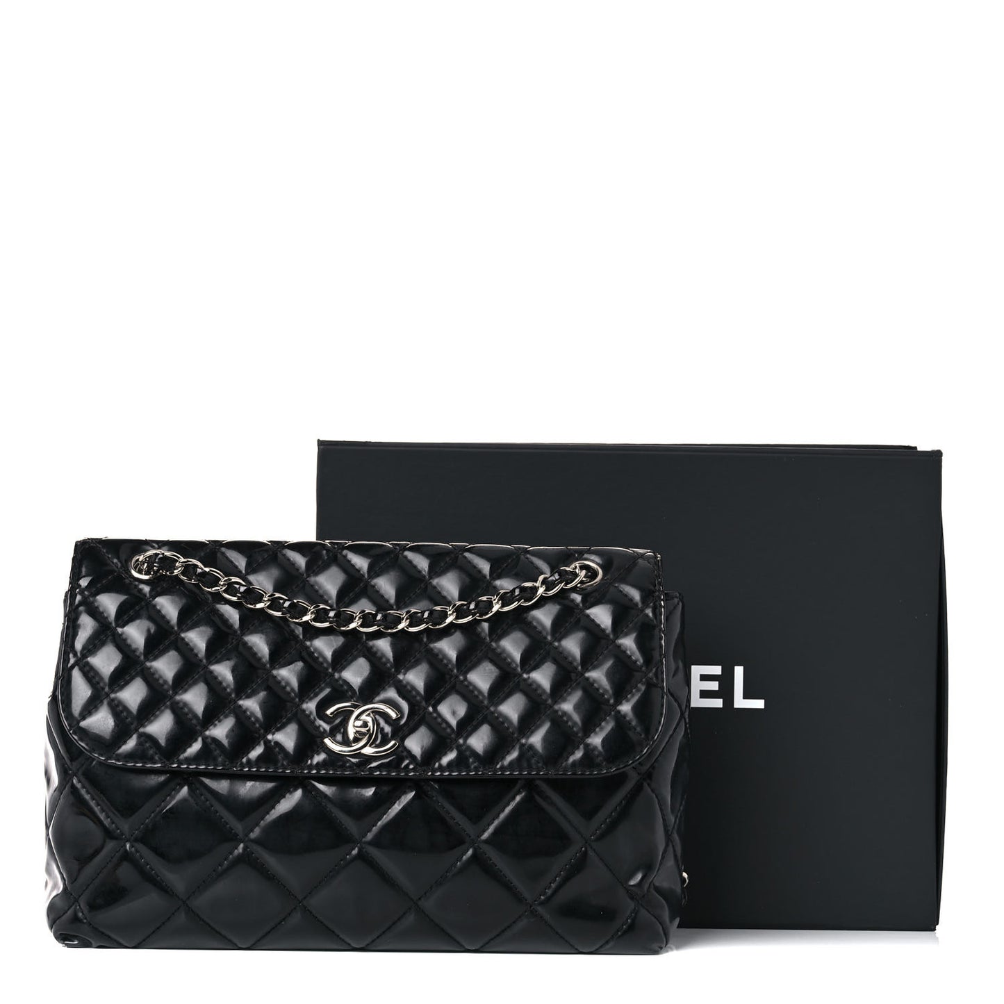 Vinyl Quilted In the Business Flap Bag Black