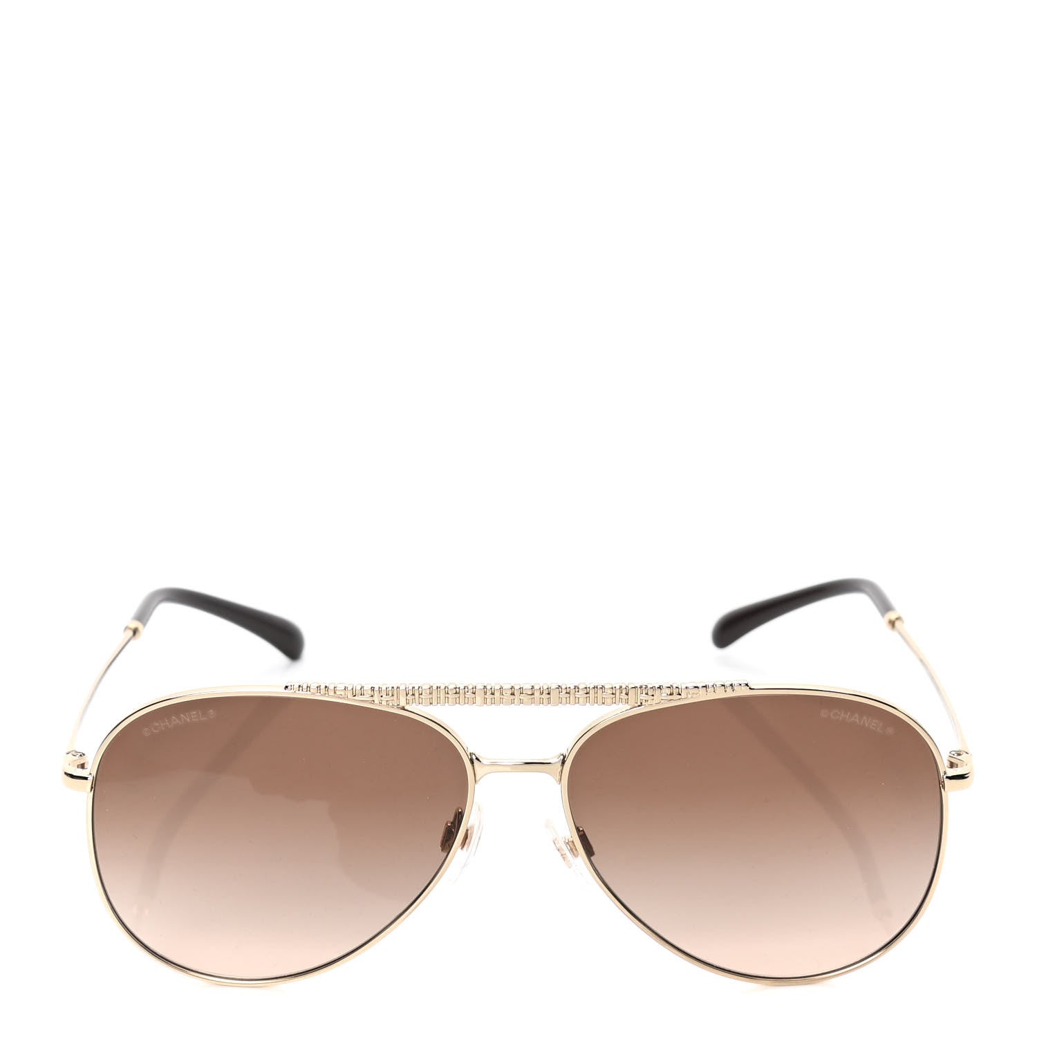 Chanel Aviator Metallic Pilot Sunglasses 4231 Gold 2 of 4