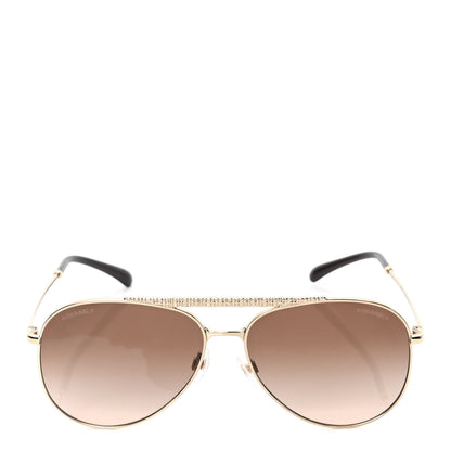 Chanel Aviator Metallic Pilot Sunglasses 4231 Gold 2 of 4