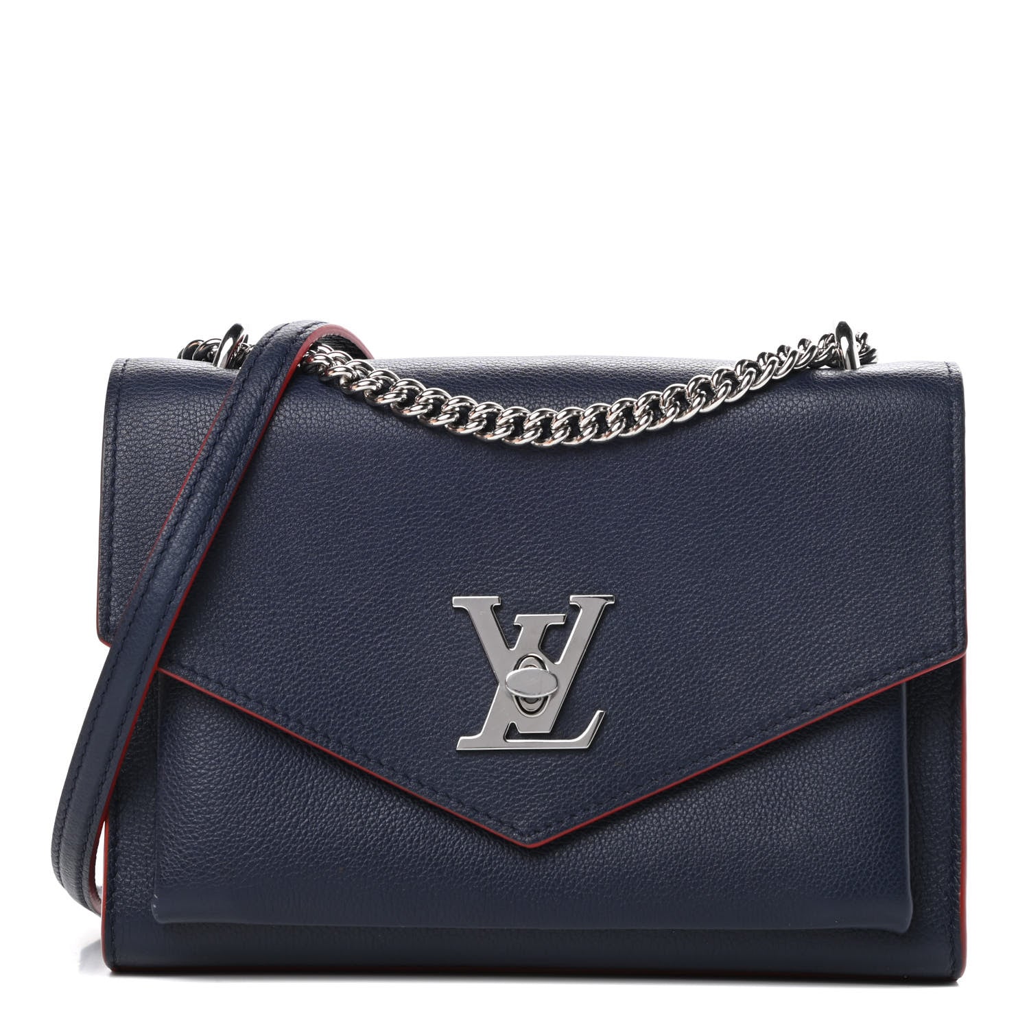Louis Vuitton Soft Calfskin Mylockme Chain Bag BB Marine Rouge 1 of 11