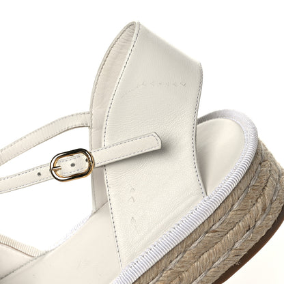 Fendi Nappa FF Embossed Espadrille Platform Sandals 36.5 Snow 8 of 8