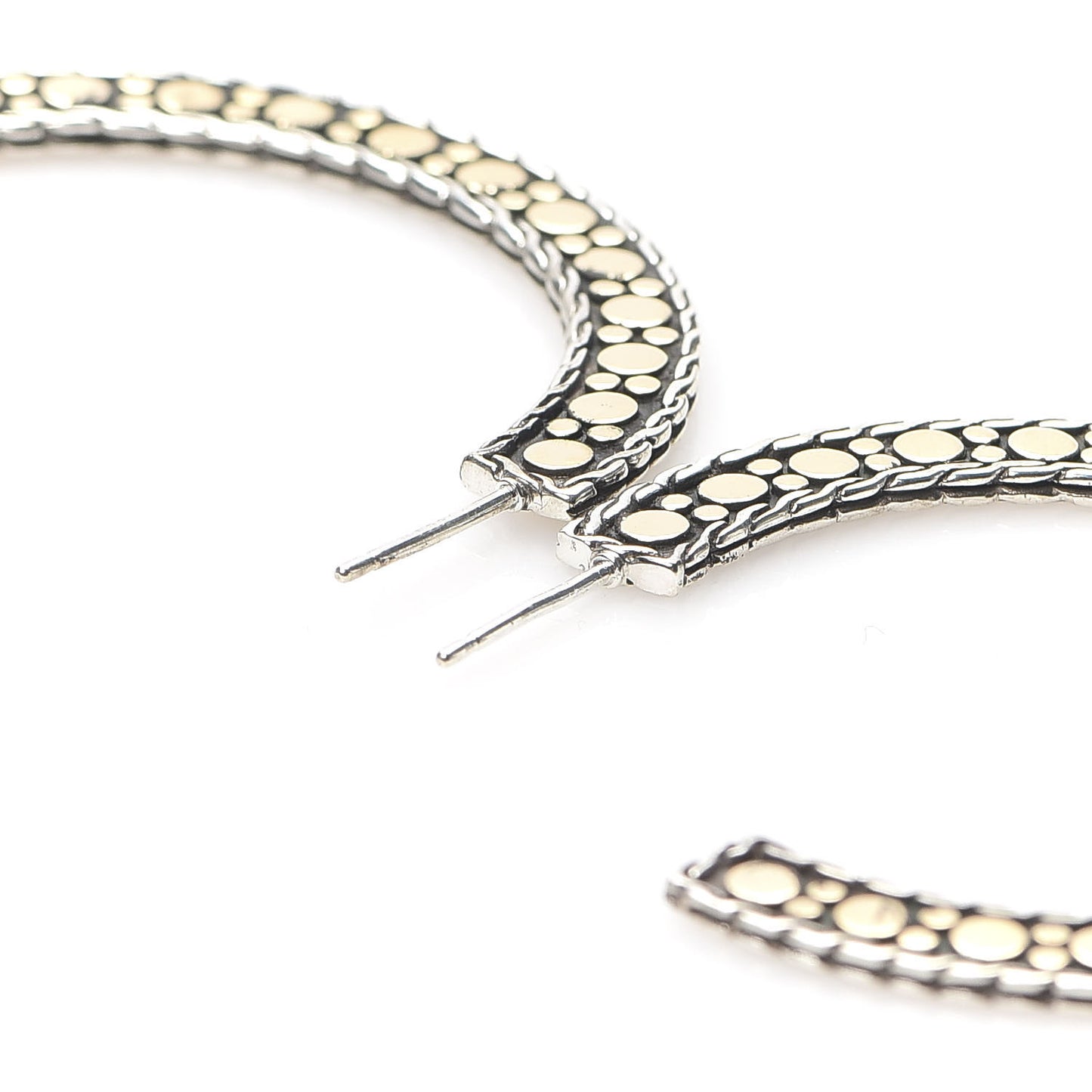 Sterling Silver 18K Yellow Gold Dots Hoop Earrings