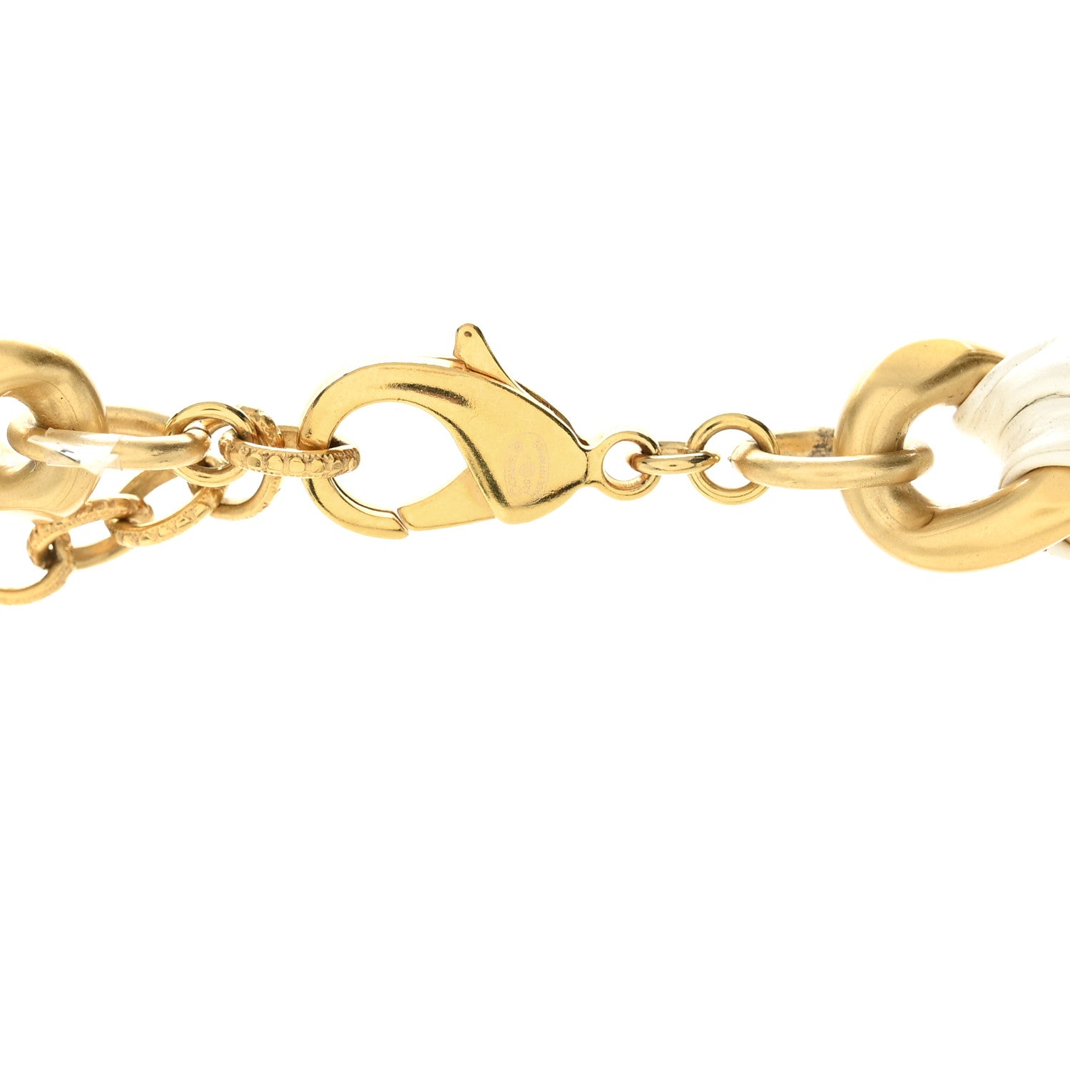 Chanel Calfskin Chain Camellia Bow Necklace Gold White 6 of 7