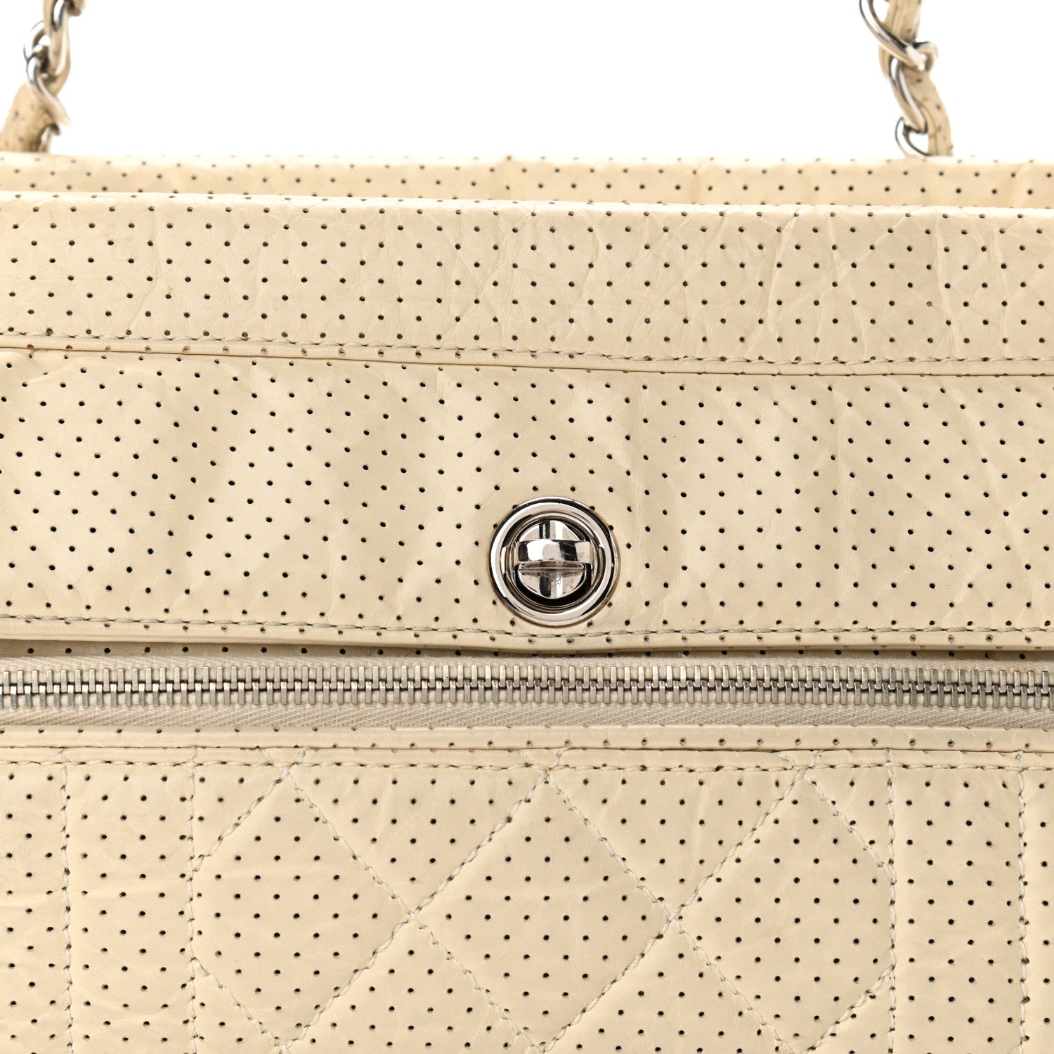 Chanel Calfskin Perforated 50's Satchel Beige 7 of 9