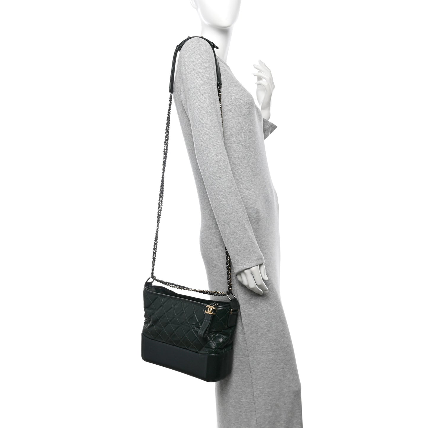 Aged Calfskin Quilted Medium Gabrielle Hobo Green
