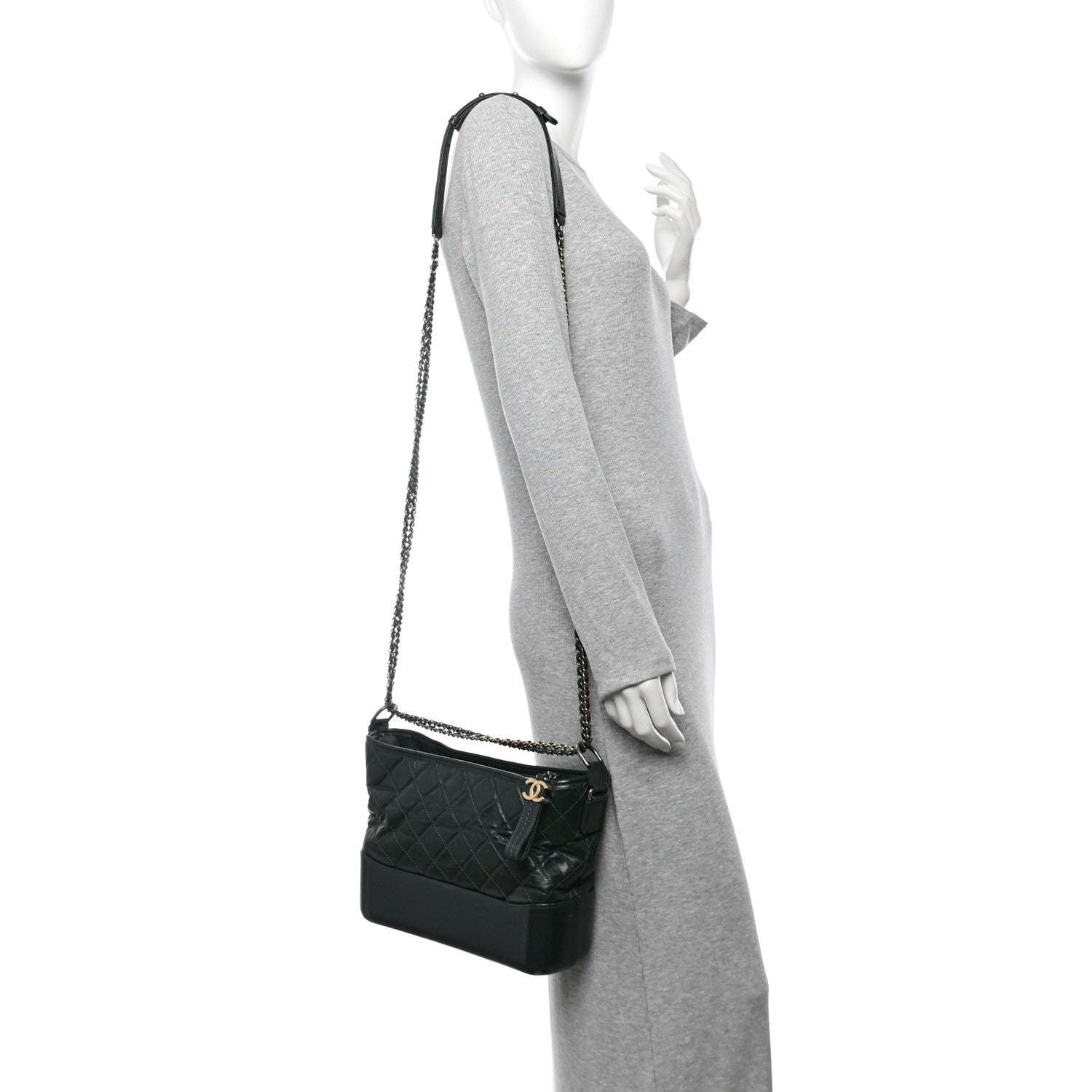 Chanel Aged Calfskin Quilted Medium Gabrielle Hobo Green 2 of 15