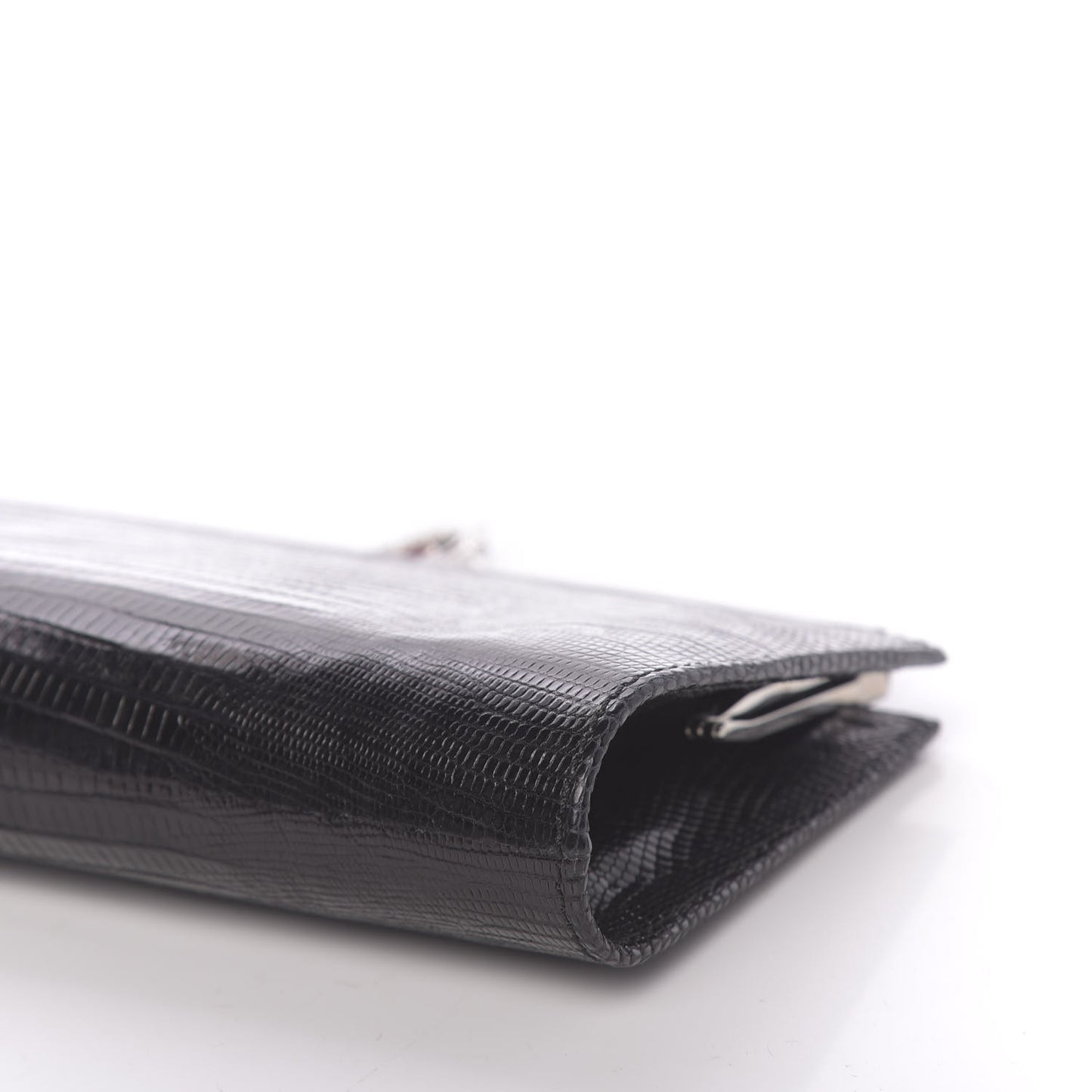 Calfskin Lizard Embossed Clutch Black