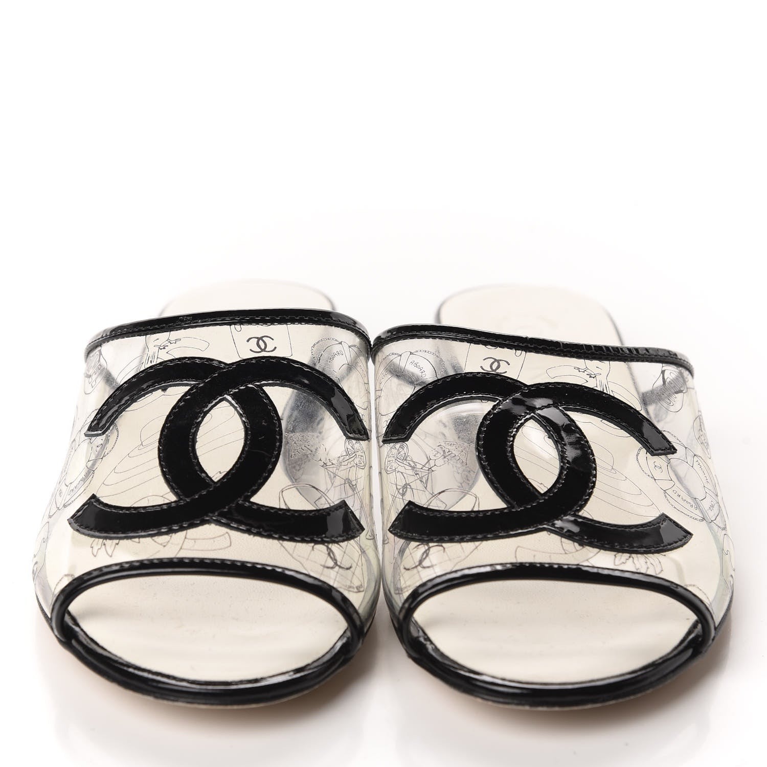 Chanel Patent PVC CC Sandal Mule 37 Black 2 of 11