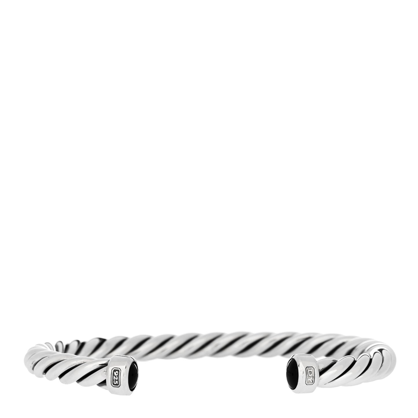Sterling Silver Onyx 6mm Cable Classic Cuff Bracelet