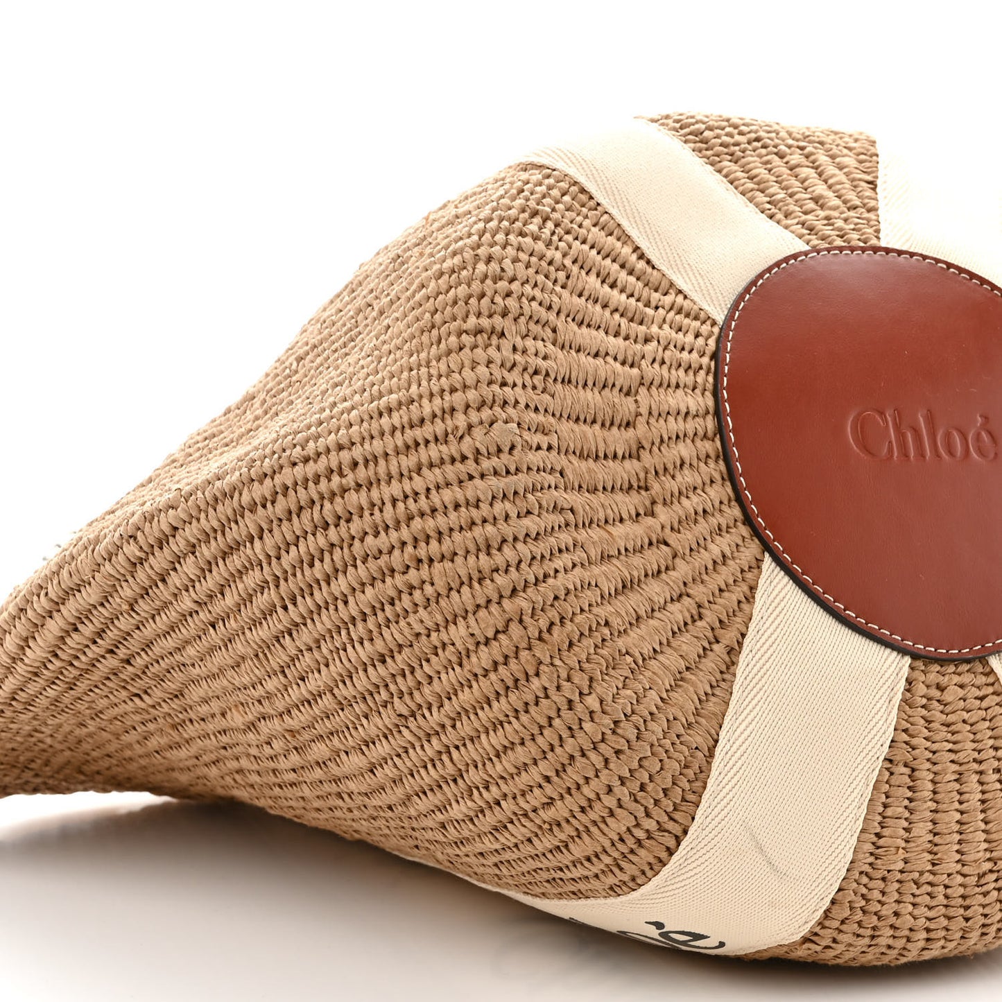 Raffia Large Woody Basket Bag White