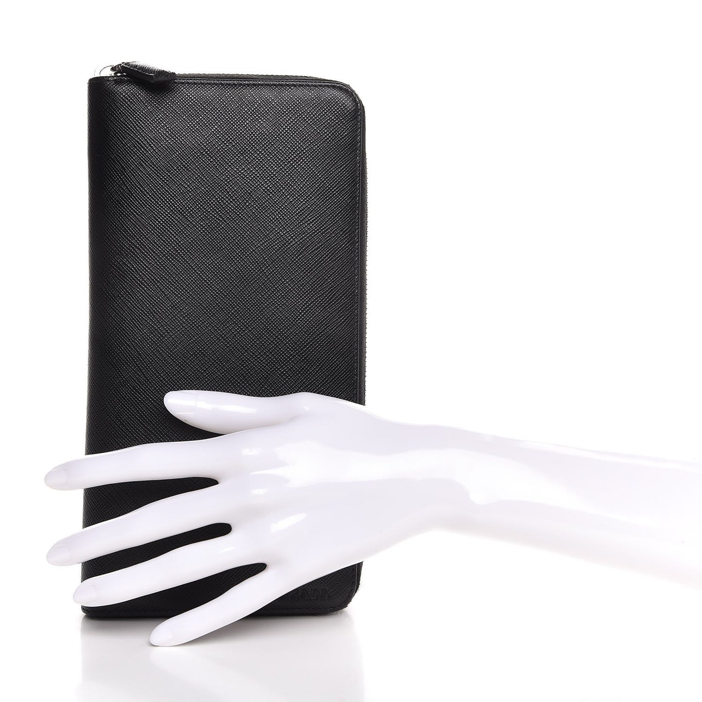 Saffiano Zip Around Portfolio Wallet Black