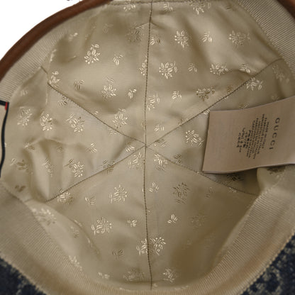 Gucci Washed Jacquard Denim Nappa GG Monogram Oscar Baseball Hat S Denim Cuir 7 of 10