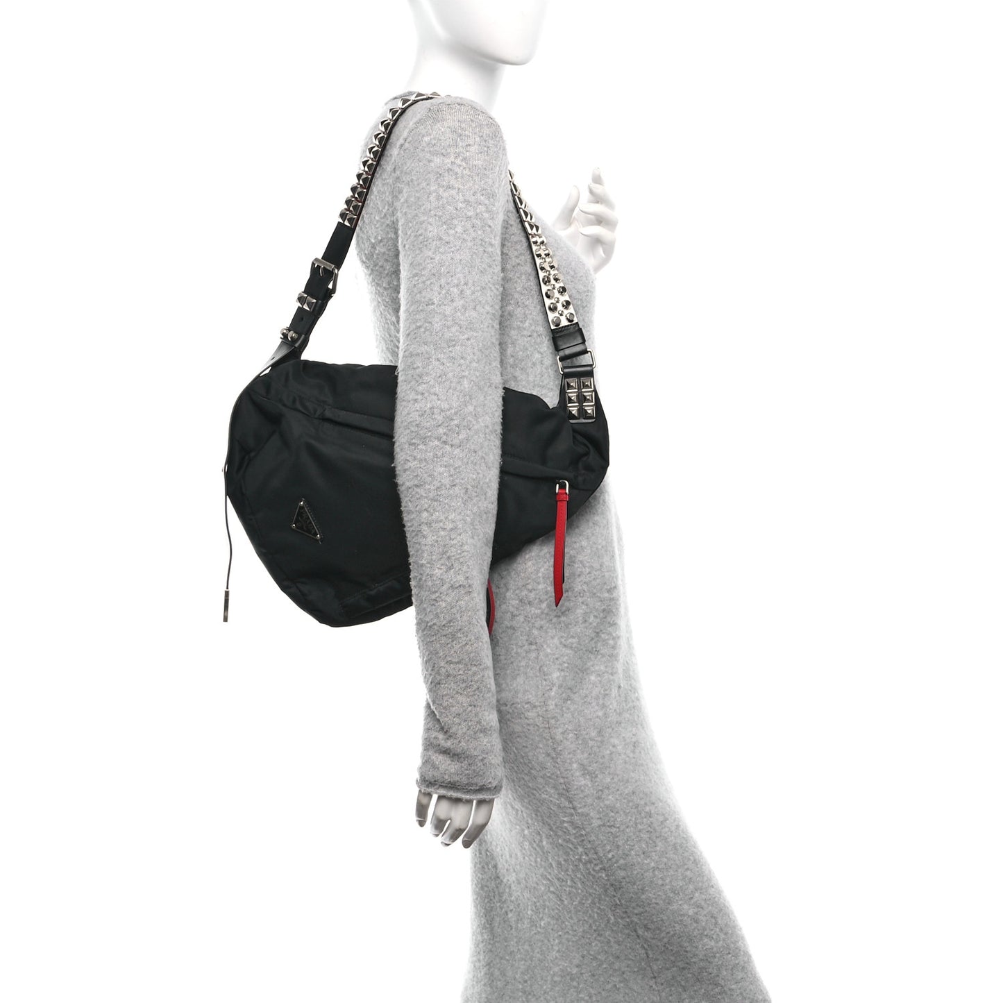 Nylon New Vela Studded Sling Backpack Black Fuoco