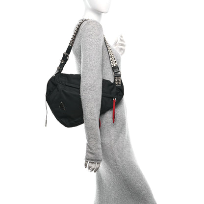Prada Nylon New Vela Studded Sling Backpack Black Fuoco 3 of 10