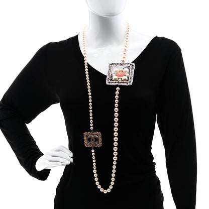 Chanel PVC Crystal Pearl Tweed CC Necklace 2 of 5