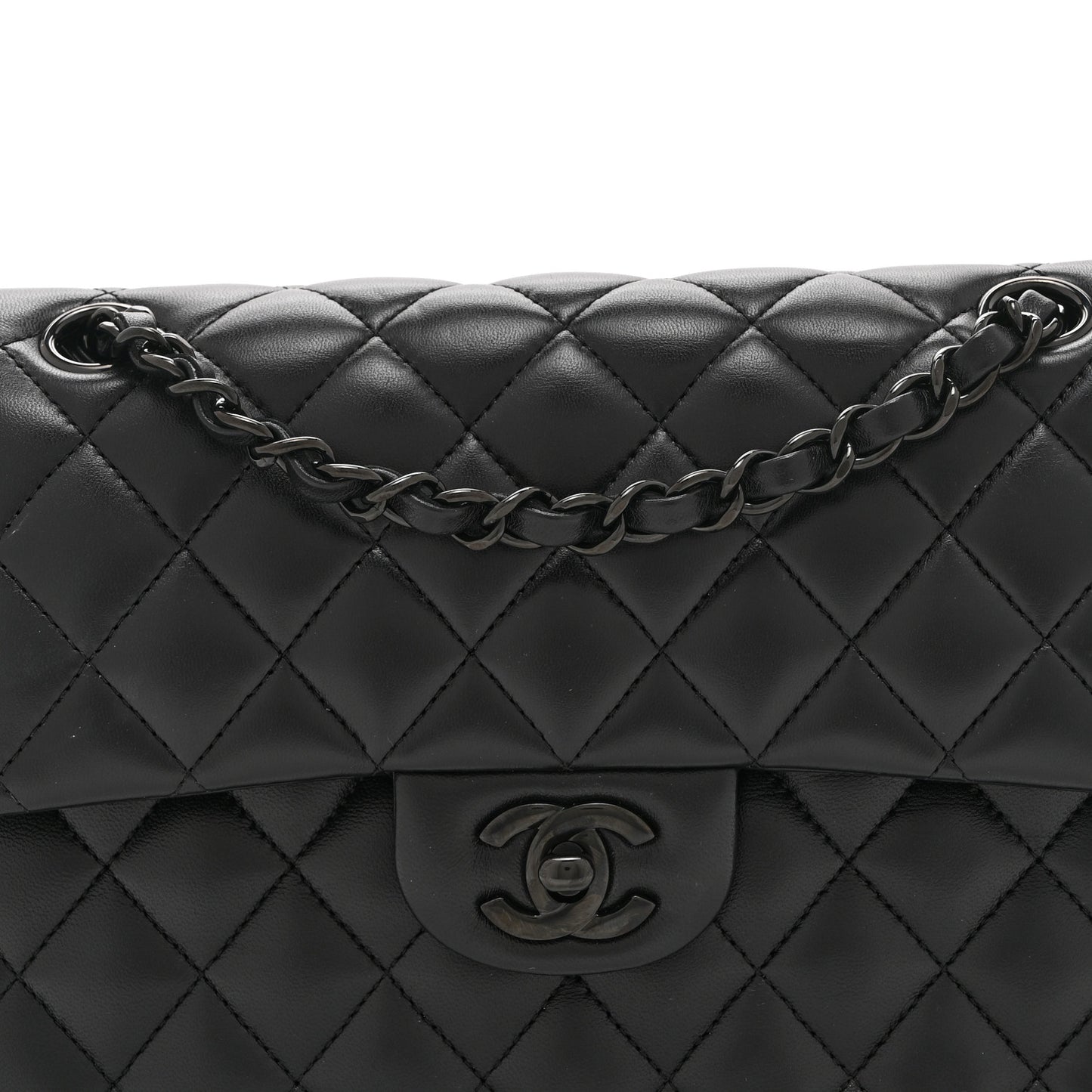 Lambskin Quilted Small Double Flap So Black