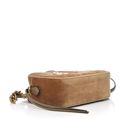 Gucci Velvet Matelasse Small GG Marmont Chain Shoulder Bag Taupe 4 of 11