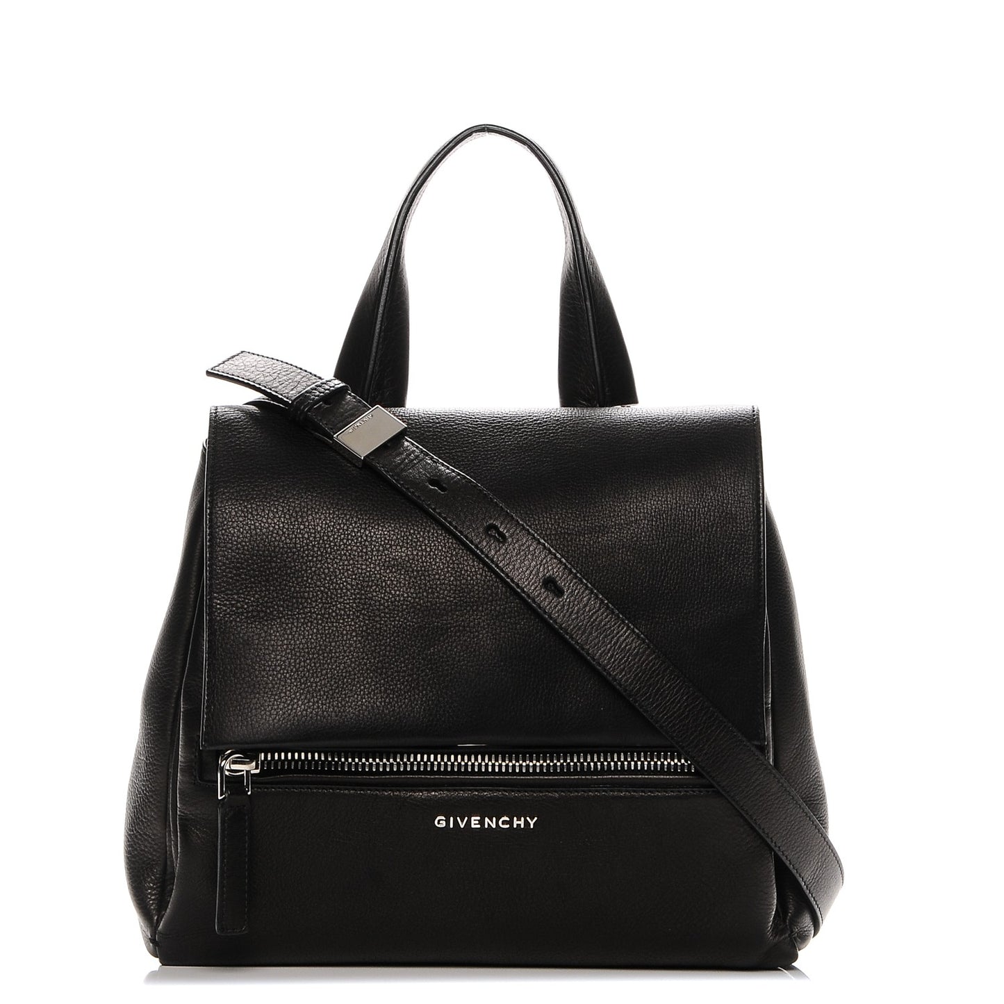 Pebbled Calfskin Small Pandora Pure Flap Bag Black