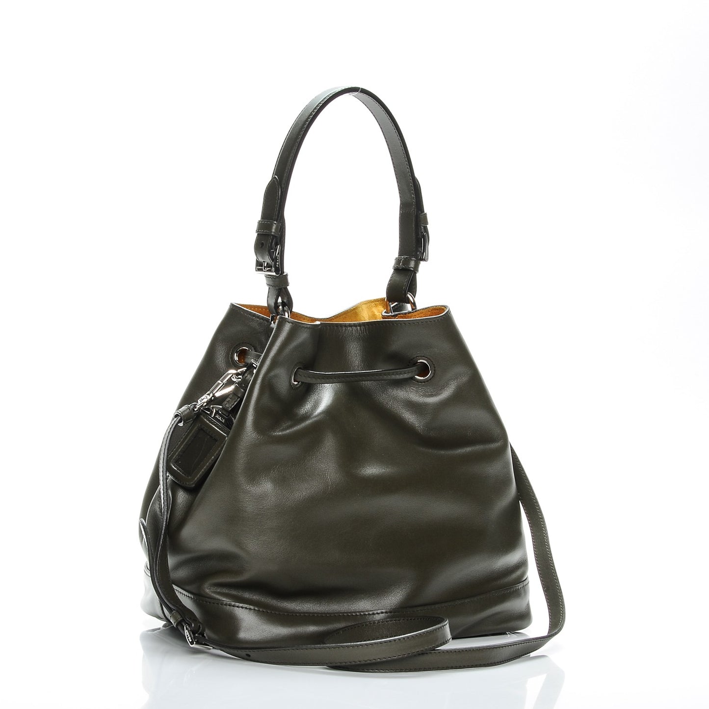 Soft Calf Bucket Bag Militare Ocra