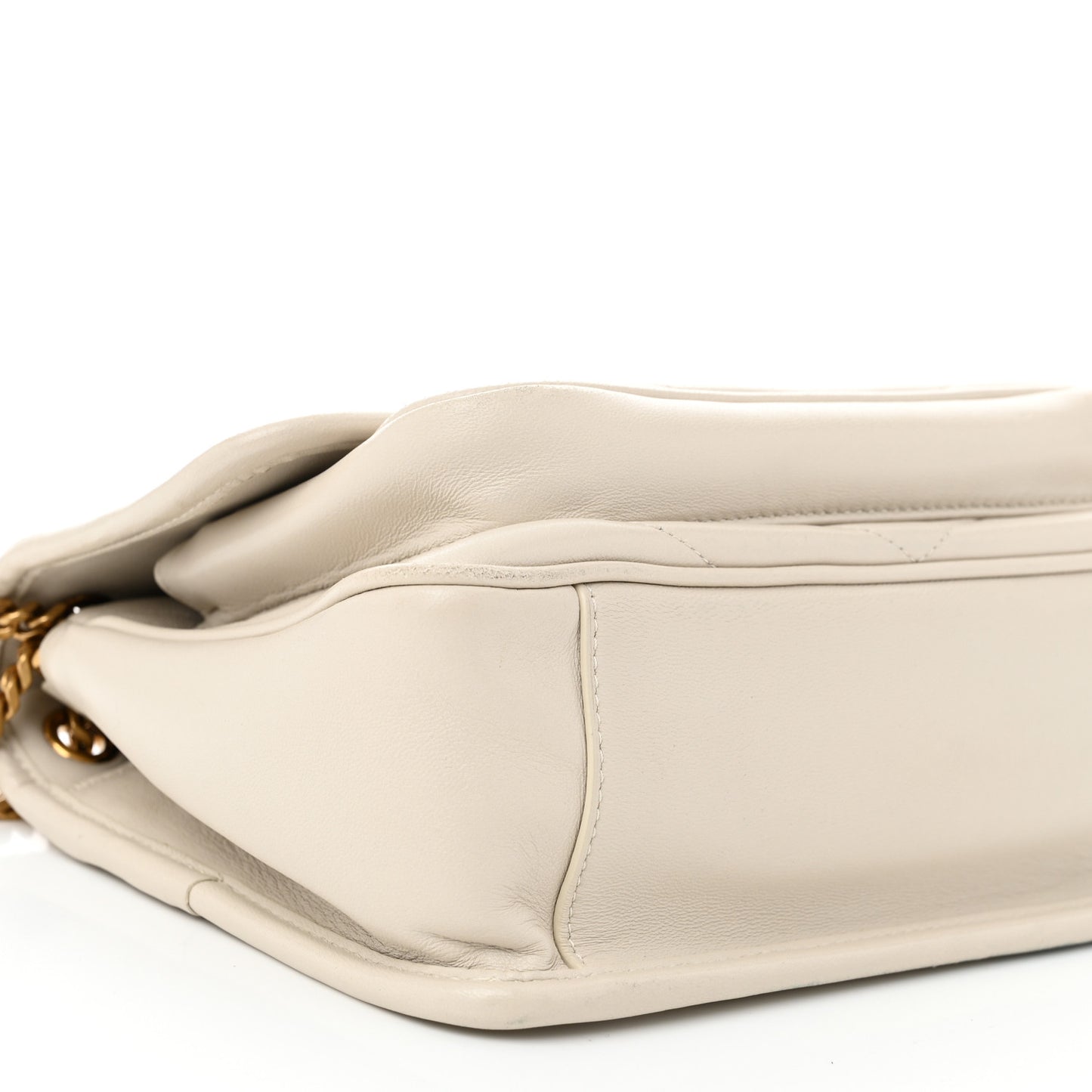 Crinkled Calfskin Matelasse Monogram Baby Niki Chain Satchel Ivory
