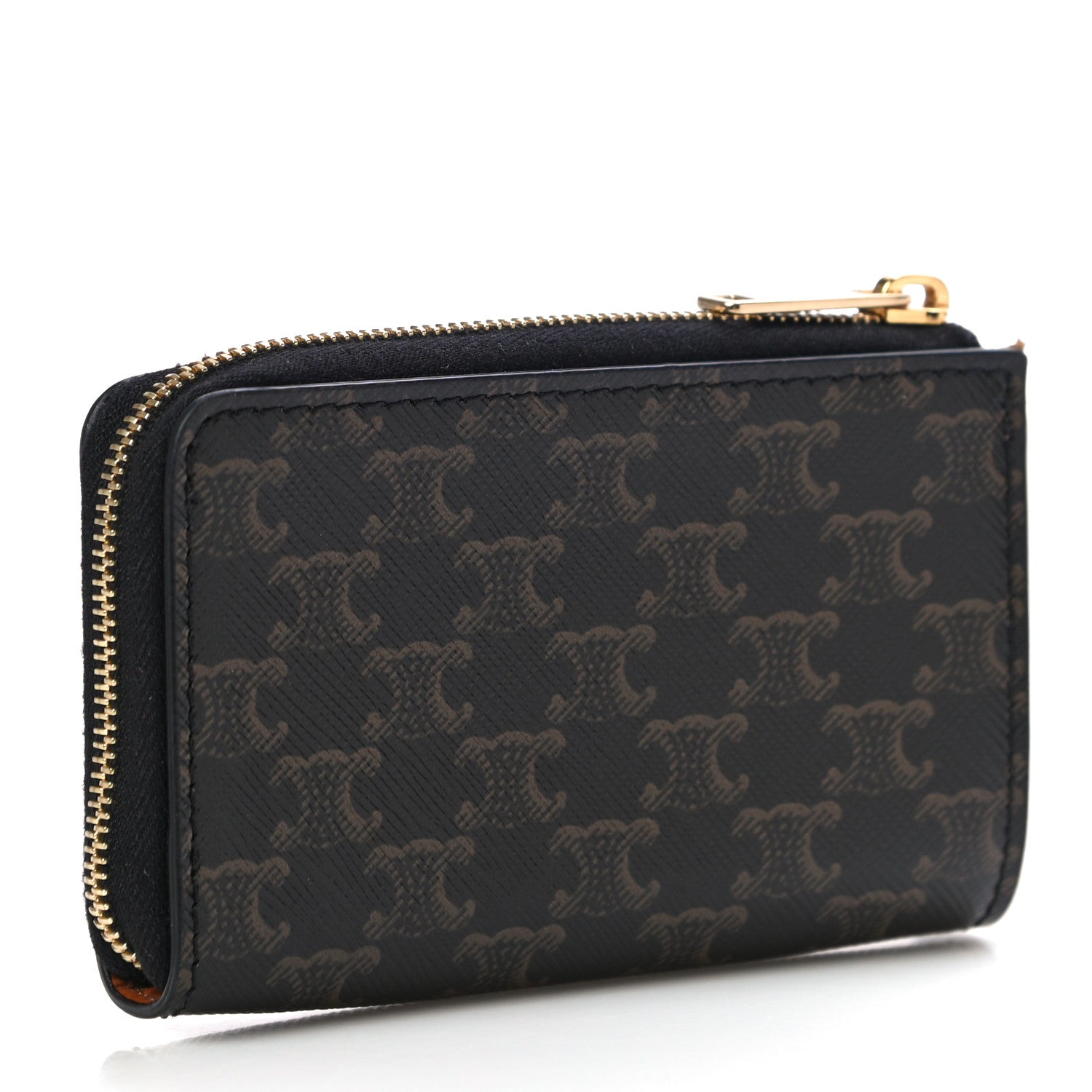 Celine Triomphe Canvas Zipped Coin Purse Black 3 of 10