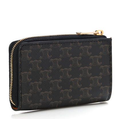 Celine Triomphe Canvas Zipped Coin Purse Black 3 of 10