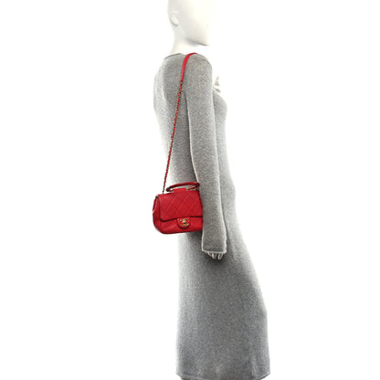 Chanel Lambskin Quilted Small Circular Handle Bag Brilliant Rouge 2 of 10