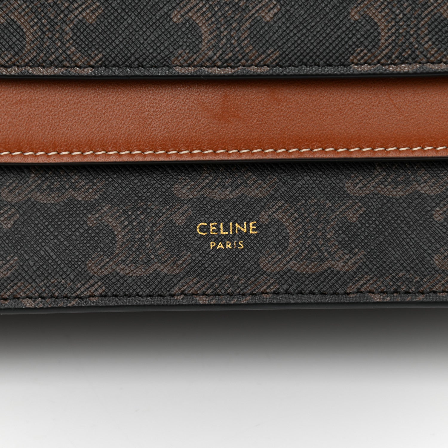 Celine Triomphe Canvas Lambskin Wallet On Strap Tan 7 of 11