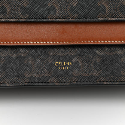 Celine Triomphe Canvas Lambskin Wallet On Strap Tan 7 of 11