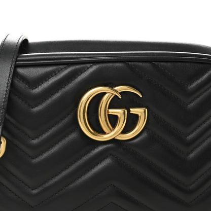 Gucci Calfskin Matelasse Small GG Marmont Chain Shoulder Bag Black 8 of 11