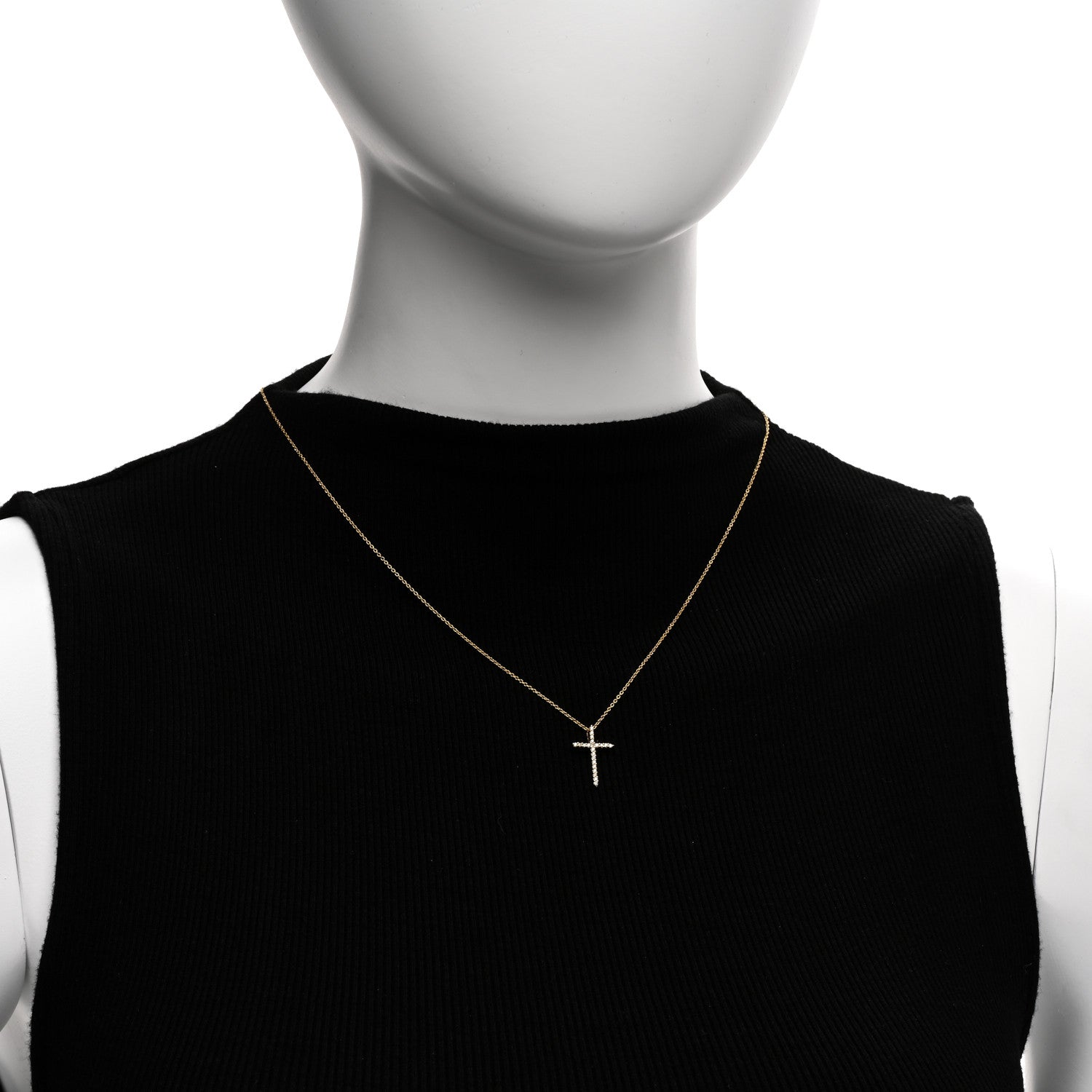 Roberto Coin 18K Yellow Gold .10ct Diamond Cross Pendant Necklace 2 of 5