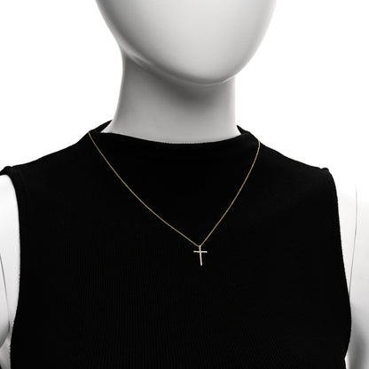 Roberto Coin 18K Yellow Gold .10ct Diamond Cross Pendant Necklace 2 of 5