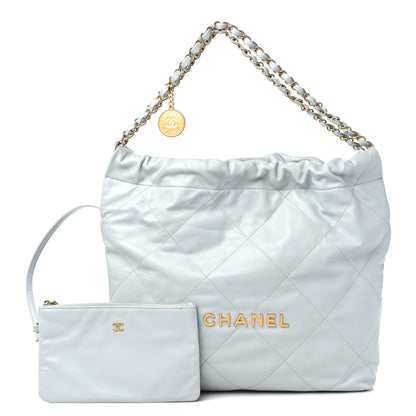 Chanel Shiny Calfskin Quilted Chanel 22 Light Blue 1 of 12