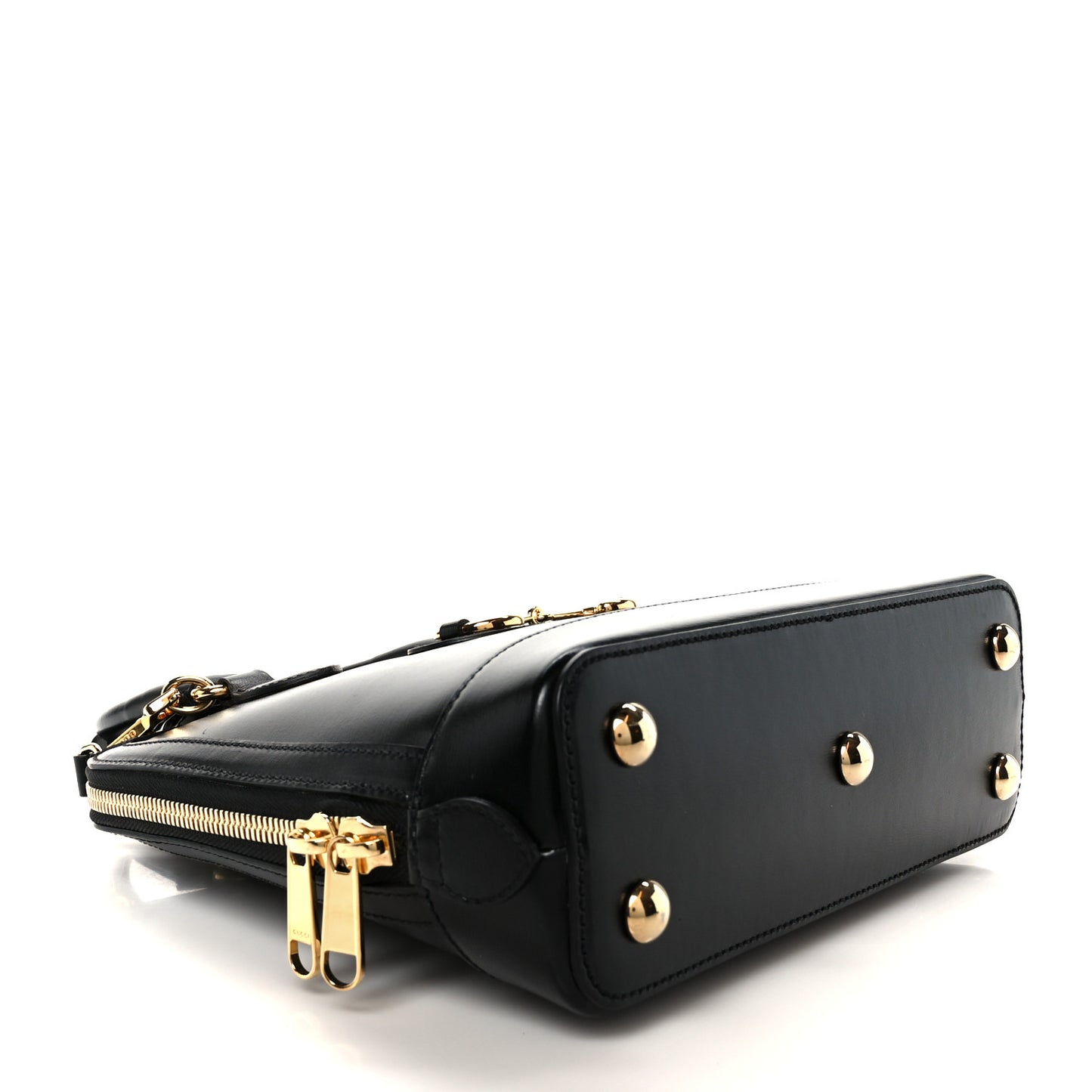 Boarded Plutone Calfskin Small Horsebit 1955 Top Handle Bag Black