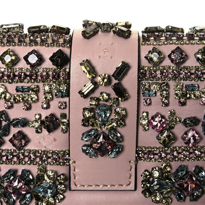 Valentino Garavani Vitello Crystal Embellished Medium Glam Lock Rockstud Flap Poudre 16 of 18