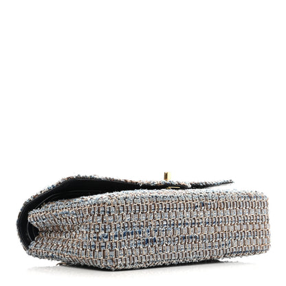 Chanel Tweed Medium Double Flap Blue Multicolor 3 of 16