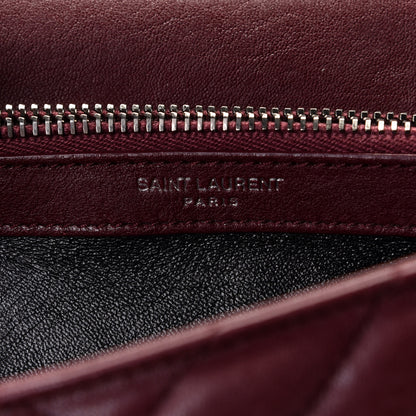 Saint Laurent Sheepskin Matelasse Chevron Monogram Medium College Bag Rouge Legion 7 of 10