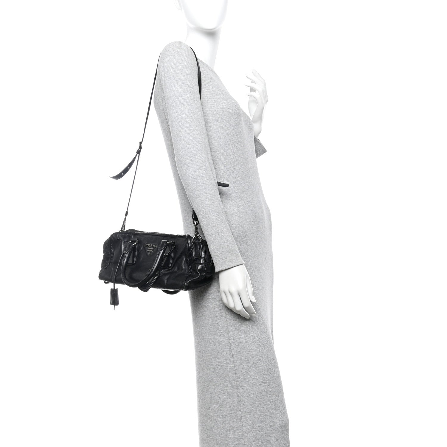 Prada Nappa Antique Bowler Black 2 of 17