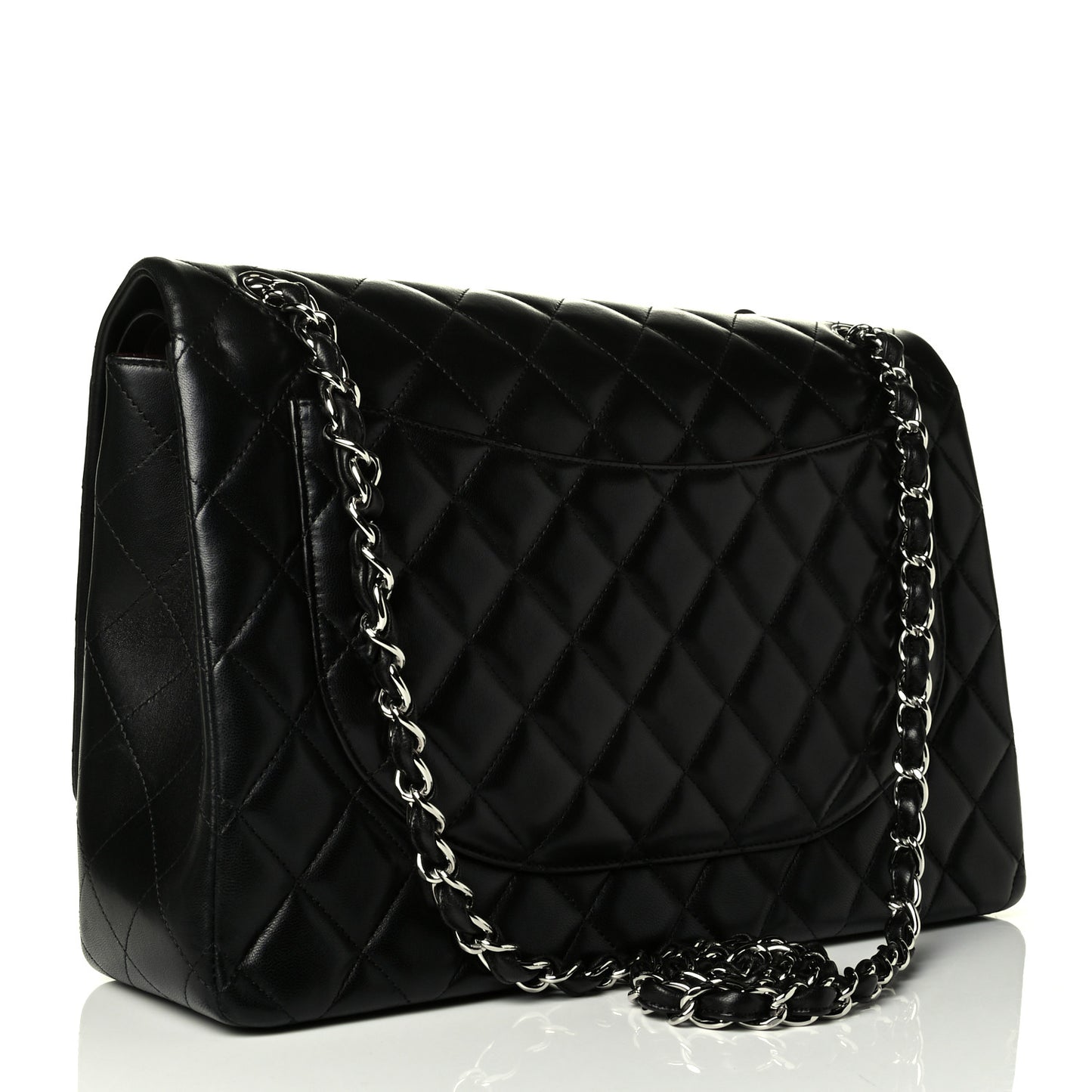 Lambskin Quilted Maxi Double Flap Black