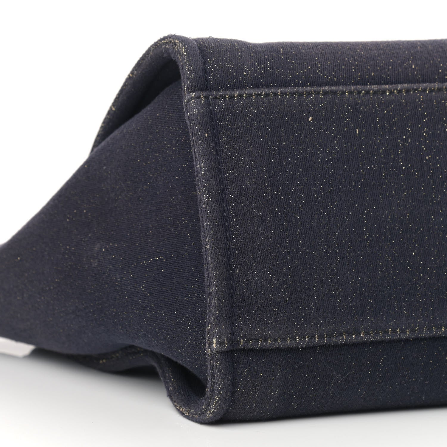 Chanel Lurex Canvas Medium Deauville Tote Navy Blue Gold 7 of 10