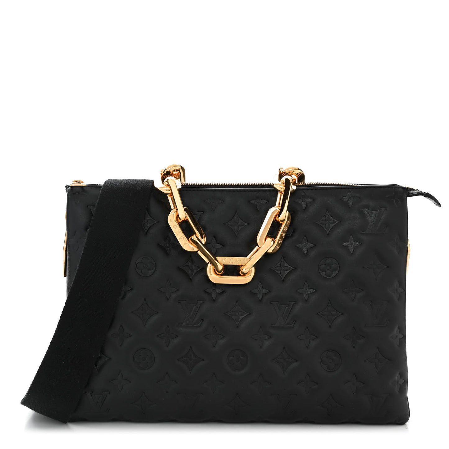 Lambskin Embossed Monogram Coussin MM Black
