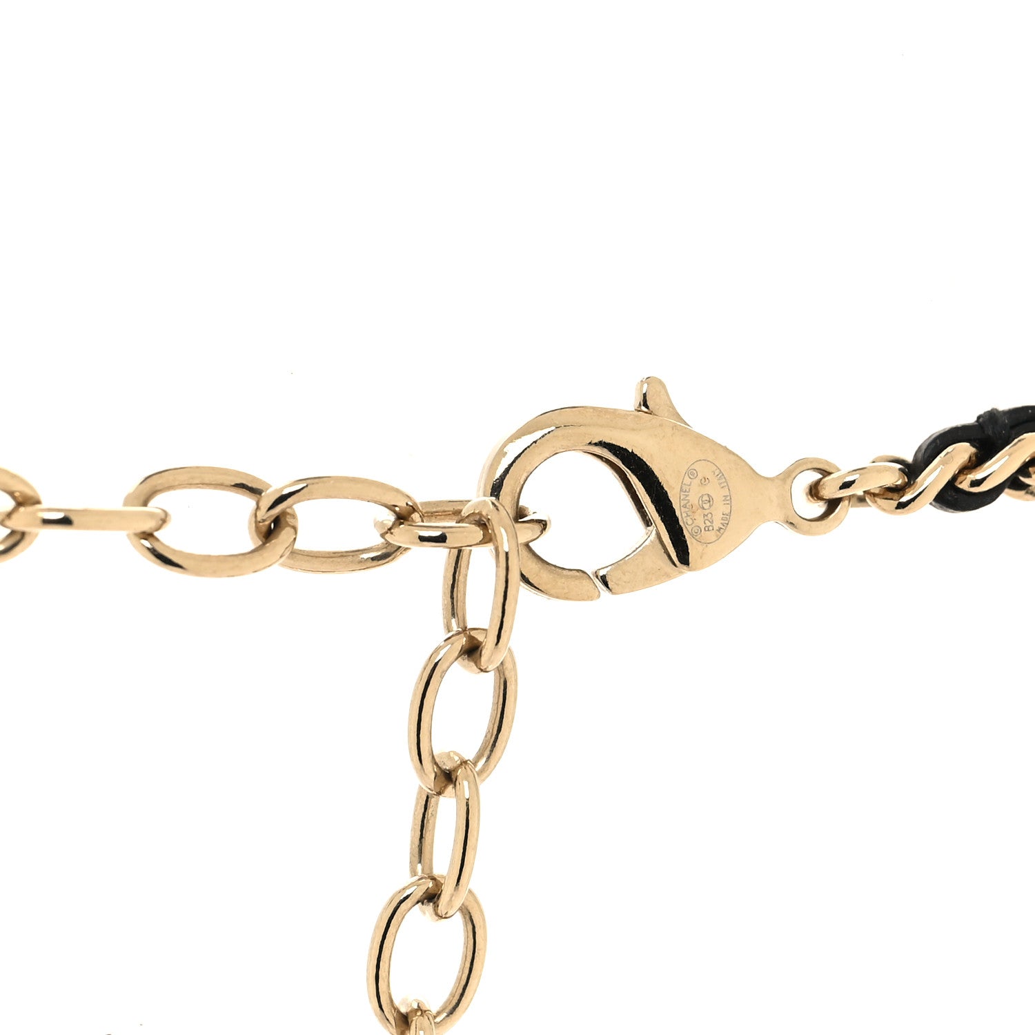 Chanel Lambskin Metal Resin Quilted Flap Bag Necklace Gold Black Pearly White 4 of 4
