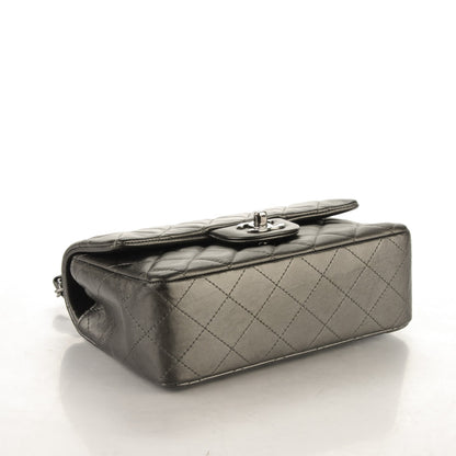 Chanel Metallic Calfskin Quilted Mini Rectangular Flap Charcoal Grey 4 of 7