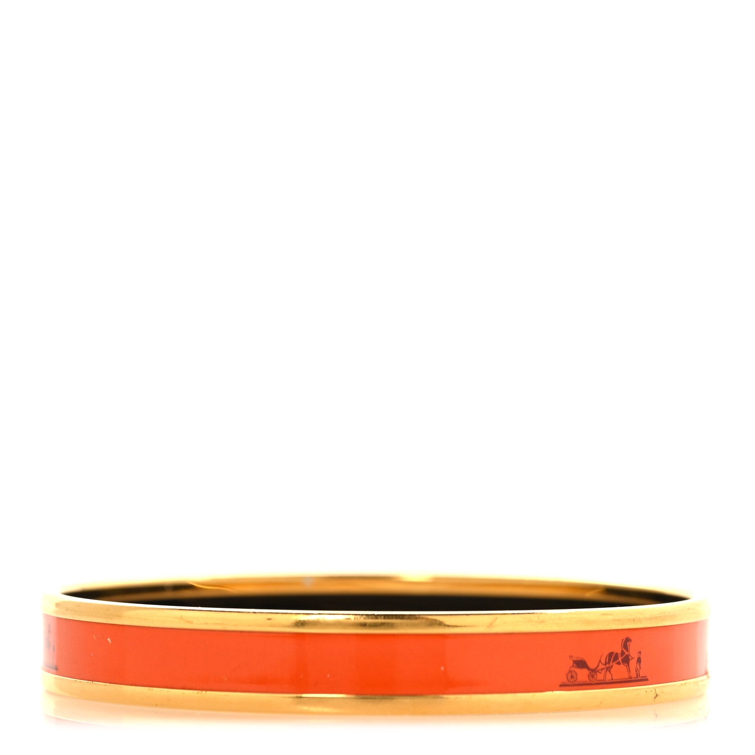 Hermes Enamel Printed Narrow Caleche Bracelet 70 Orange 3 of 7