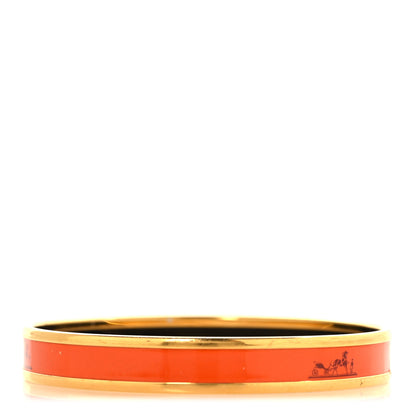 Hermes Enamel Printed Narrow Caleche Bracelet 70 Orange 3 of 7